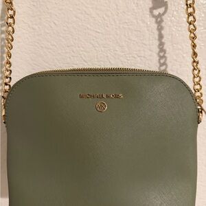 Michael Kors Sage Green Crossbody Bag with Gold Chain
